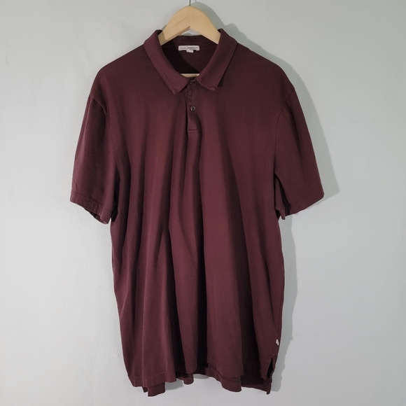 STANDARD James Perse Men's Polo Shirt Sz 5 Brown Short Sleeve USA Logo Cotton - Picture 10 of 10